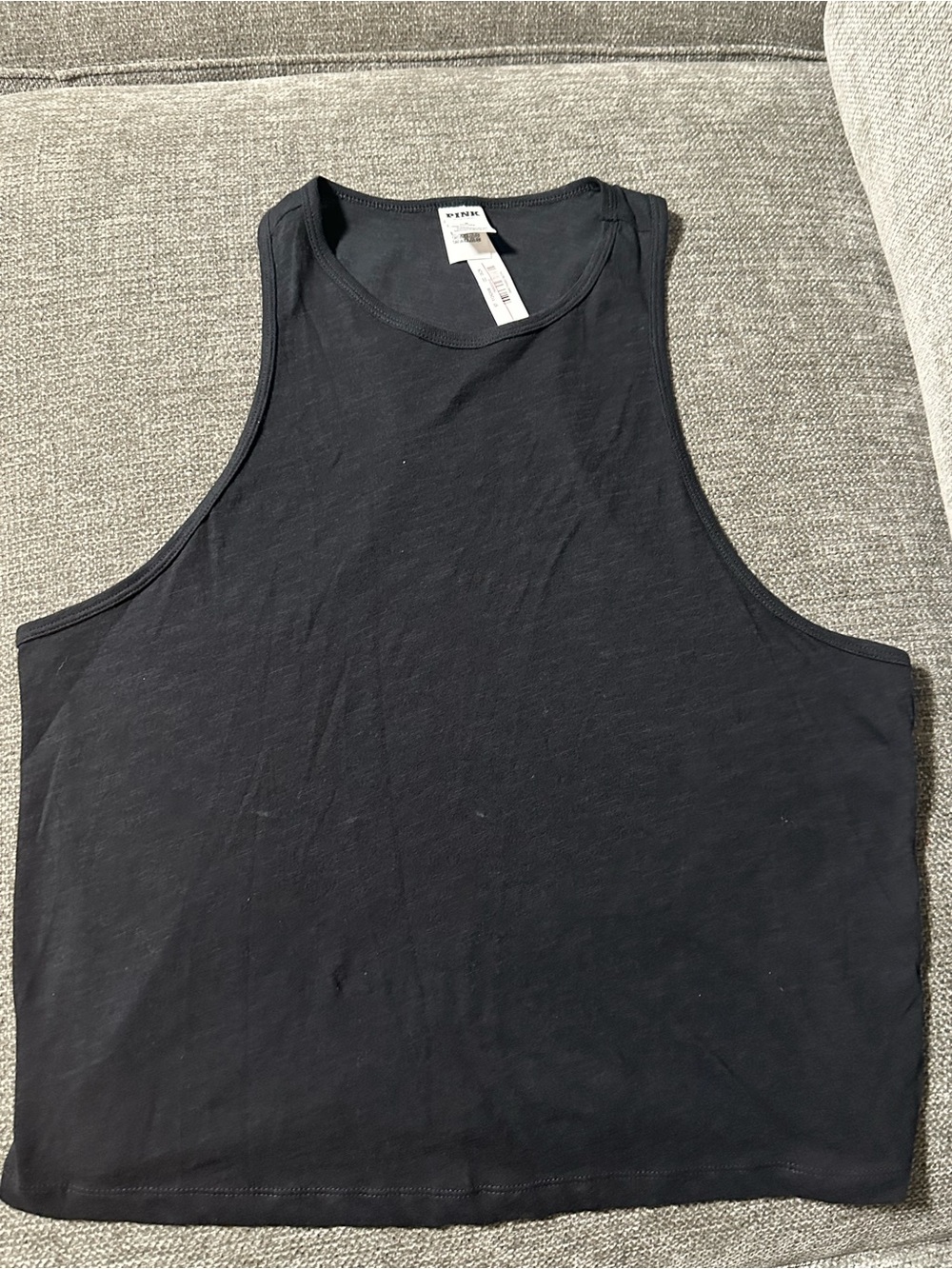 NWT PINK Victoria’s Secret Black Racerback Tank Top, Soft Basic Size M - Picture 2 of 5